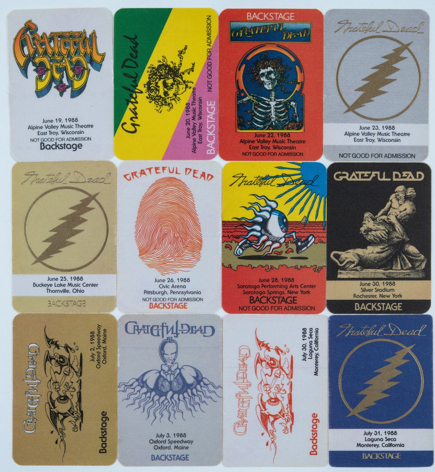 Dan Healy Backstage Passes (6/19/1988 - 7/31/1988) Bundle